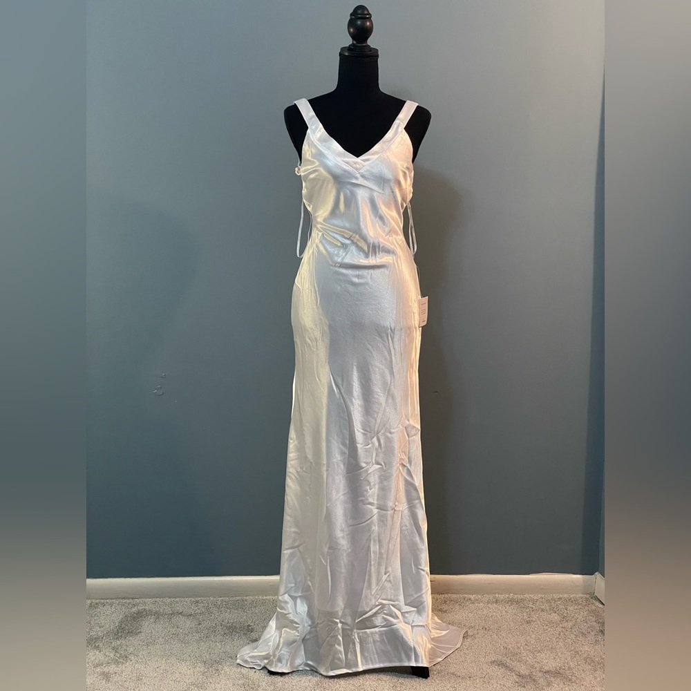 White Satin Strappy Maxi dress